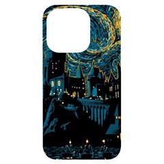 Hogwarts Castle Van Gogh Iphone 14 Pro Black Uv Print Case by Mog4mog4