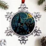 Hogwarts Castle Van Gogh Metal Large Snowflake Ornament Front