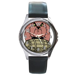 Art Dog Clip Art Round Metal Watch by Mog4mog4