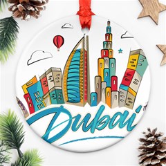 Burj Khalifa Skyline Clip Art Drawing Comic World Ornament (round) by Mog4mog4