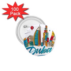 Burj Khalifa Skyline Clip Art Drawing Comic World 1 75  Buttons (100 Pack)  by Mog4mog4