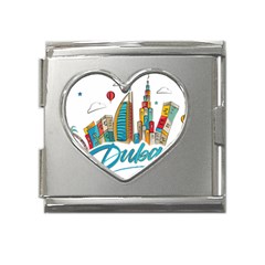 Burj Khalifa Skyline Clip Art Drawing Comic World Mega Link Heart Italian Charm (18mm) by Mog4mog4