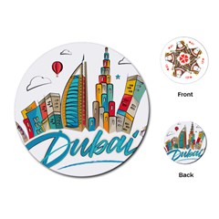 Burj Khalifa Skyline Clip Art Drawing Comic World Playing Cards Single Design (round) by Mog4mog4