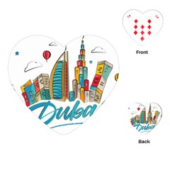 Burj Khalifa Skyline Clip Art Drawing Comic World Playing Cards Single Design (heart) by Mog4mog4