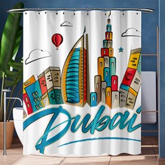 Burj Khalifa Skyline Clip Art Drawing Comic World Shower Curtain 60  X 72  (medium)  by Mog4mog4