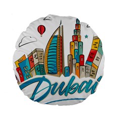 Burj Khalifa Skyline Clip Art Drawing Comic World Standard 15  Premium Round Cushions by Mog4mog4