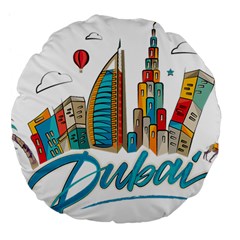 Burj Khalifa Skyline Clip Art Drawing Comic World Large 18  Premium Flano Round Cushions by Mog4mog4