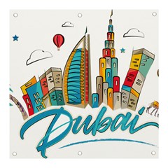 Burj Khalifa Skyline Clip Art Drawing Comic World Banner And Sign 3  X 3  by Mog4mog4