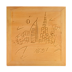 Burj Khalifa Skyline Clip Art Drawing Comic World Wood Photo Frame Cube by Mog4mog4