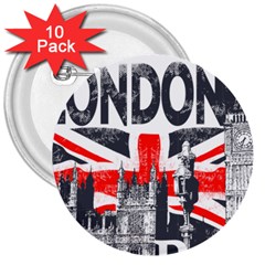 Big Ben City Of London 3  Buttons (10 Pack)  by Mog4mog4