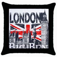 Big Ben City Of London Throw Pillow Case (black)