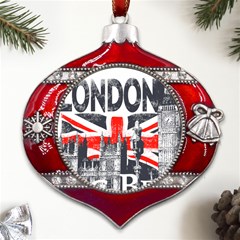 Big Ben City Of London Metal Snowflake And Bell Red Ornament