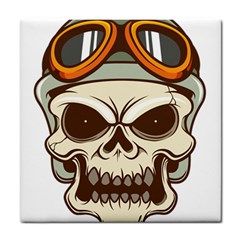 Motorcycle Helmet Skull Clip Art Cranial Skeleton Tile Coaster by Mog4mog4