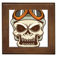 Motorcycle Helmet Skull Clip Art Cranial Skeleton Framed Tile by Mog4mog4