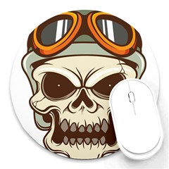 Motorcycle Helmet Skull Clip Art Cranial Skeleton Round Mousepad by Mog4mog4