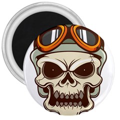 Motorcycle Helmet Skull Clip Art Cranial Skeleton 3  Magnets by Mog4mog4