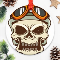 Motorcycle Helmet Skull Clip Art Cranial Skeleton Ornament (round) by Mog4mog4