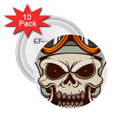 Motorcycle Helmet Skull Clip Art Cranial Skeleton 2 25  Buttons (10 Pack)  by Mog4mog4