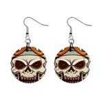 Motorcycle Helmet Skull Clip Art Cranial Skeleton Mini Button Earrings Front