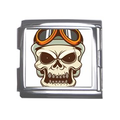 Motorcycle Helmet Skull Clip Art Cranial Skeleton Mega Link Italian Charm (18mm) by Mog4mog4