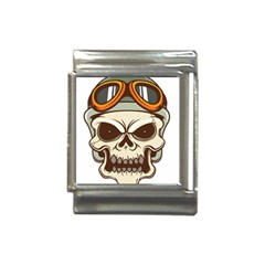 Motorcycle Helmet Skull Clip Art Cranial Skeleton Italian Charm (13mm) by Mog4mog4