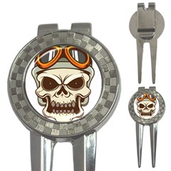 Motorcycle Helmet Skull Clip Art Cranial Skeleton 3-in-1 Golf Divots by Mog4mog4