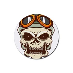 Motorcycle Helmet Skull Clip Art Cranial Skeleton Rubber Coaster (round) by Mog4mog4