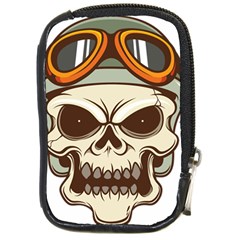 Motorcycle Helmet Skull Clip Art Cranial Skeleton Compact Camera Leather Case by Mog4mog4