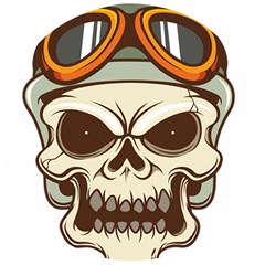 Motorcycle Helmet Skull Clip Art Cranial Skeleton Wooden Bottle Opener (round) by Mog4mog4