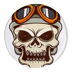 Motorcycle Helmet Skull Clip Art Cranial Skeleton Round Glass Fridge Magnet (4 Pack) by Mog4mog4