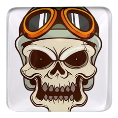 Motorcycle Helmet Skull Clip Art Cranial Skeleton Square Glass Fridge Magnet (4 Pack) by Mog4mog4