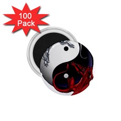 Yin And Yang Chinese Dragon 1 75  Magnets (100 Pack)  by Mog4mog4