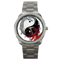 Yin And Yang Chinese Dragon Sport Metal Watch by Mog4mog4