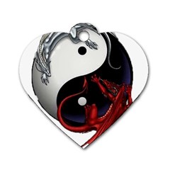 Yin And Yang Chinese Dragon Dog Tag Heart (one Side) by Mog4mog4