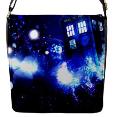 Tardis Background Space Flap Closure Messenger Bag (s) by Mog4mog4