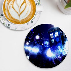 Tardis Background Space Uv Print Round Tile Coaster by Mog4mog4