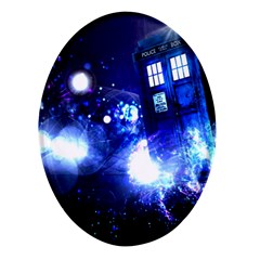 Tardis Background Space Oval Glass Fridge Magnet (4 Pack)