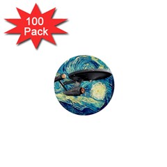 Star Starship The Starry Night Van Gogh 1  Mini Buttons (100 Pack)  by Mog4mog4