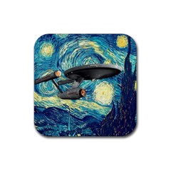 Star Starship The Starry Night Van Gogh Rubber Coaster (square) by Mog4mog4