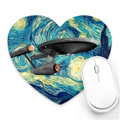 Star Starship The Starry Night Van Gogh Heart Mousepad by Mog4mog4