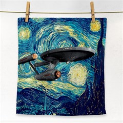 Star Starship The Starry Night Van Gogh Face Towel by Mog4mog4