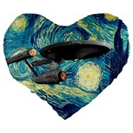 Star Starship The Starry Night Van Gogh Large 19  Premium Flano Heart Shape Cushions Back