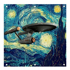 Star Starship The Starry Night Van Gogh Banner And Sign 4  X 4  by Mog4mog4