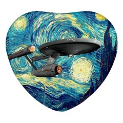 Star Starship The Starry Night Van Gogh Heart Glass Fridge Magnet (4 Pack) by Mog4mog4