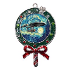 Star Starship The Starry Night Van Gogh Metal X mas Lollipop With Crystal Ornament by Mog4mog4