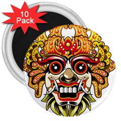 Bali Barong Mask Euclidean Vector Chiefs Face 3  Magnets (10 Pack)  by Mog4mog4