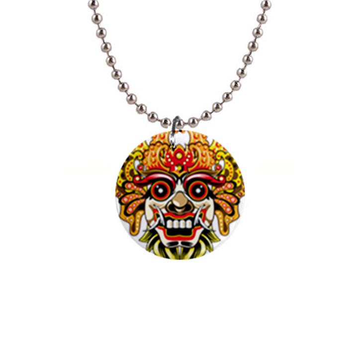 Bali Barong Mask Euclidean Vector Chiefs Face 1  Button Necklace