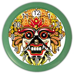 Bali Barong Mask Euclidean Vector Chiefs Face Color Wall Clock by Mog4mog4