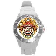 Bali Barong Mask Euclidean Vector Chiefs Face Round Plastic Sport Watch (l) by Mog4mog4