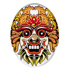 Bali Barong Mask Euclidean Vector Chiefs Face Oval Glass Fridge Magnet (4 Pack) by Mog4mog4